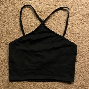 Black Cropped Halter Top